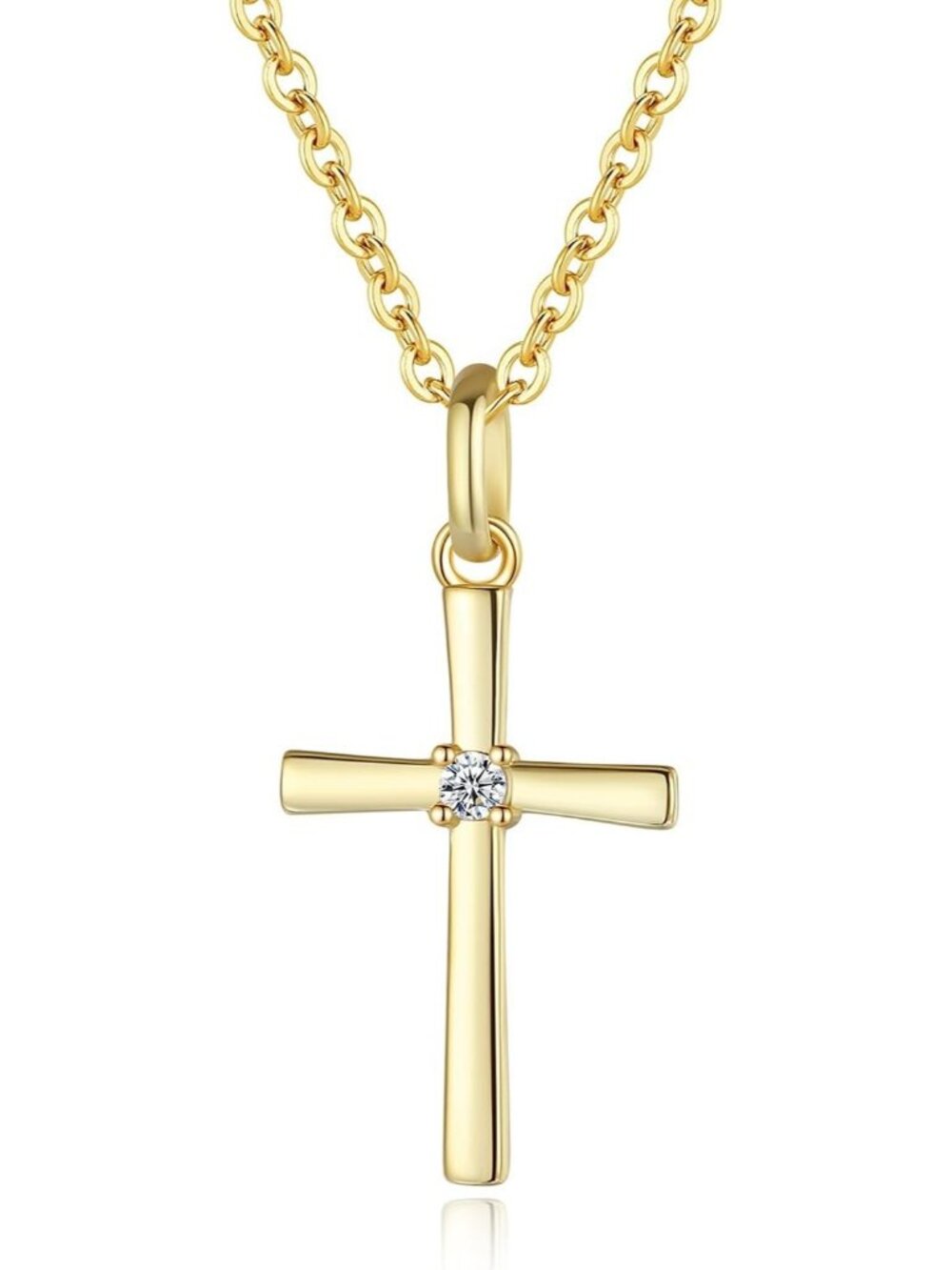 Women’s Gold 925 Sterling Fashion Small Cross Pendant Confirmation Necklaces